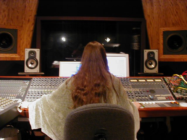 Happy Rhodes at the console during the recording of Find Me - Dangerous Music  Recording Studios - New York City - 2001