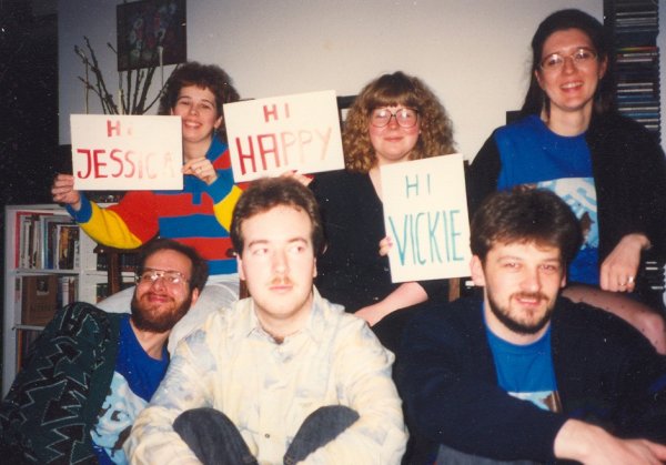 Greetings from Germany 1992 - Front row l-r: Chip, Albert, Klaus. Back row l-r: Michelle, Courtney, Claudia