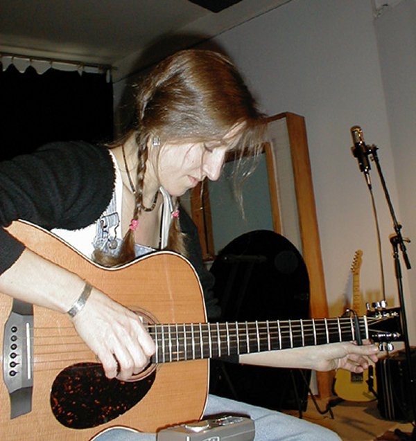 Happy Rhodes recording the guitar for Find Me's "Fall" - Dangerous Music  Recording Studios - New York City - 2001