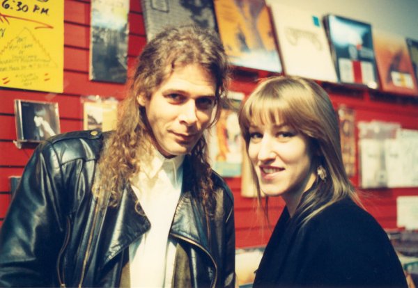 Happy Rhodes with Kevin Bartlett at a record store signing - Philadelphia, PA - March 1992